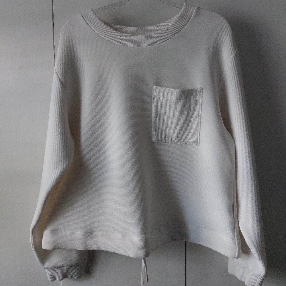 Varley White Ribbed Sweatshirt